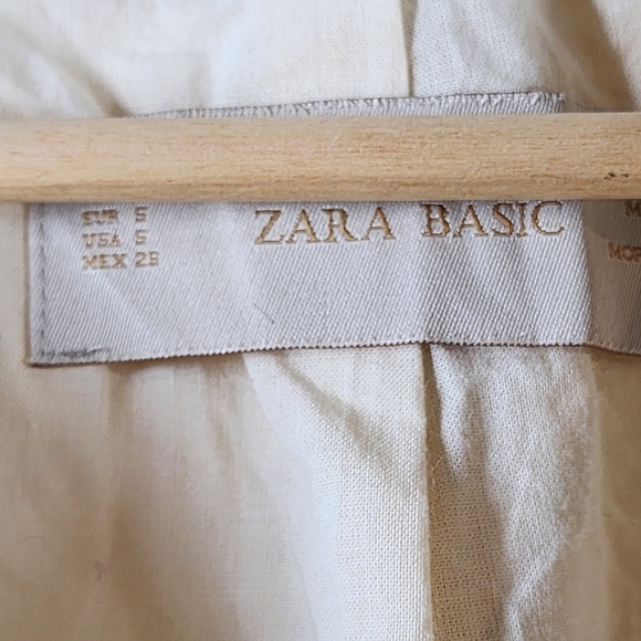 Zara Linen Blend Open Jacket Textured Color Block Coat Topper S - Picture 5 of 5
